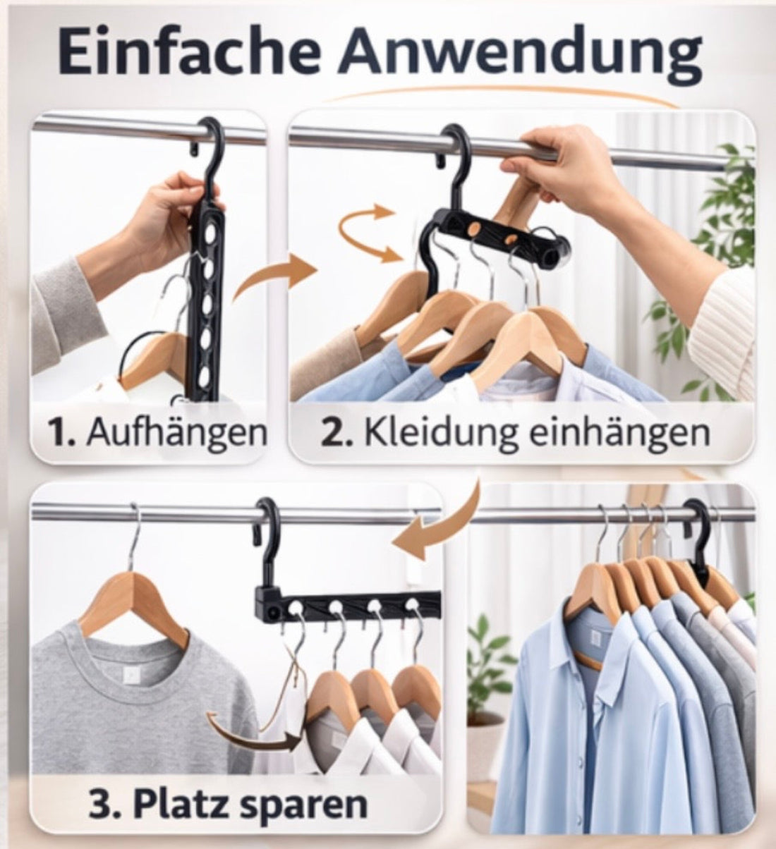 Jumoha Magic Hangers – 8 Platzsparende Kleiderbügel mit 360° Haken